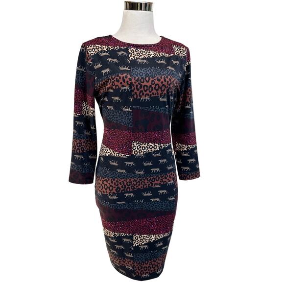 Victoria Sport Leopard Open Back Dress 3/4 Sleeve Black NICE Bodycon MEDIUM‎ - Picture 1 of 16
